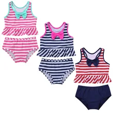 2 предмета, танкини для девочек, полосатый бант, гофрированный баска, плавательный костюм без рукавов, купальный костюм, купальный костюм, комплект бикини, топы с Низами