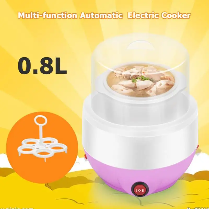 

0.8L Multi-function Cooking Pot Pan Full Automatic Electric Cooker Thermal Household Steamed Egg Soup Cooker Food Container