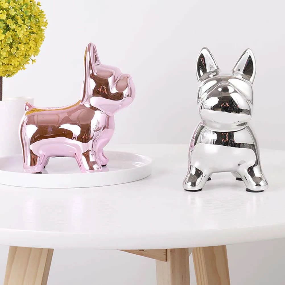 

1pc Cute Dog Shape Piggy Bank Ceramic Coin Bank Money Saving Bank Desktop Ornaments Decor (Pink)