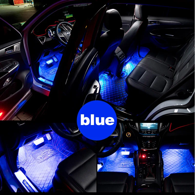 Светодиодная лента RGB для автомобиля декоративные цветные атмосферные лампы