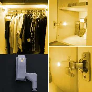 

3 LED Inner Hinge Sensor Light Kitchen Bedroom Living Room Under Cabinet Closet Cupboard Wardrobe Kitchen 0.3W Mini Night Lamp