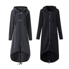 Осень, зимняя женская куртка с длинными рукавами, на молнии, с капюшоном, верхняя одежда, однотонная, длинная, тонкая куртка, пальто большого размера