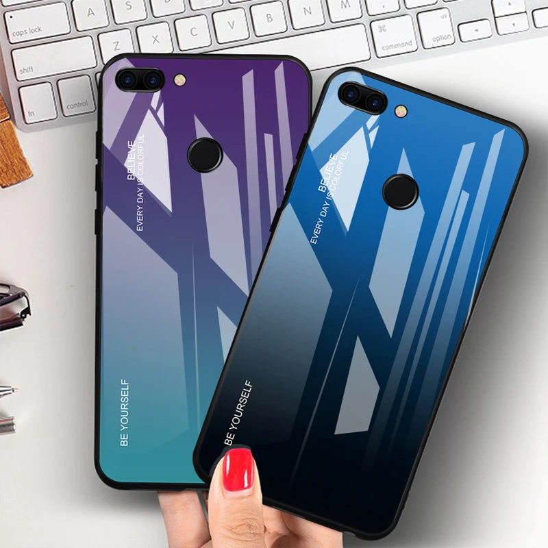 

Gradient Glass For Huawei Honor 8X V20 Magic 2 Mirror Reflective Cover For Huawei Honor 10 9 Lite P Smart 2019 Shockproof Bag