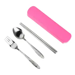 3 шт./компл. столовый набор палочки для еды, ложки и вилки комплект Нержавеющая сталь Портативный конфеты цвета