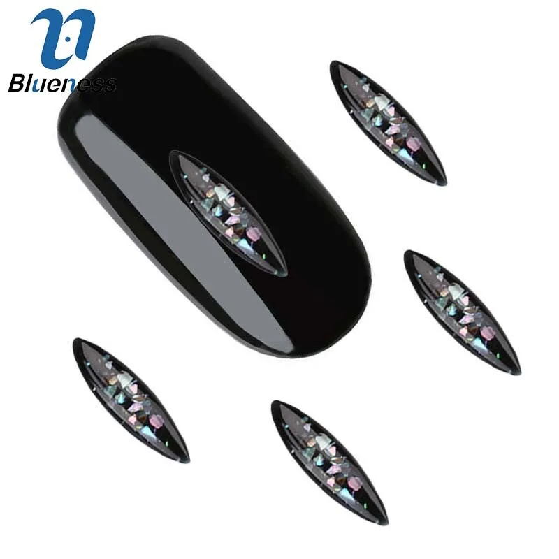 

Blueness 10Pcs DIY Nail Art Decoration 3D Black White Acrylic Shuttle Marble Design Supplies Nails Rhinestone Accessories