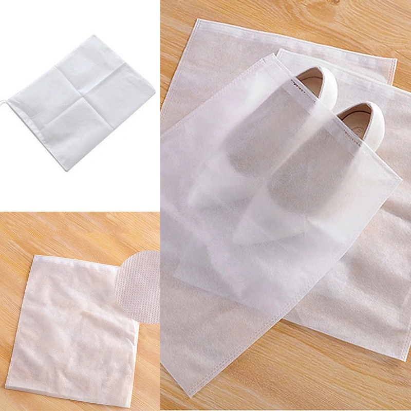 12pcs Nonwoven Shoe Dust Cover Drawstring Shoe Storage Bag Travel