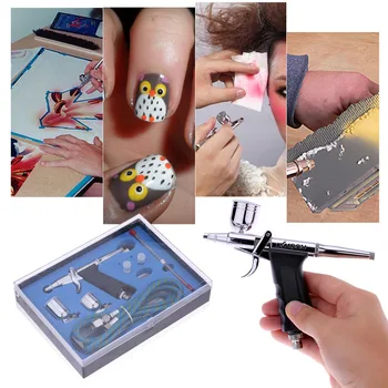 

KKmoon Double Action Trigger Airbrush Set with Hose 3 Tips 2 Cups for Art Painting Tattoo Manicure Spray Model Air Brush Tool