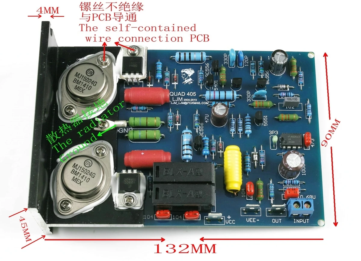 LJM QUAD405 MJ15024 + LM301A 8R/100 Вт 100 двухканальный усилитель Музыка Аудио Динамик Усилитель