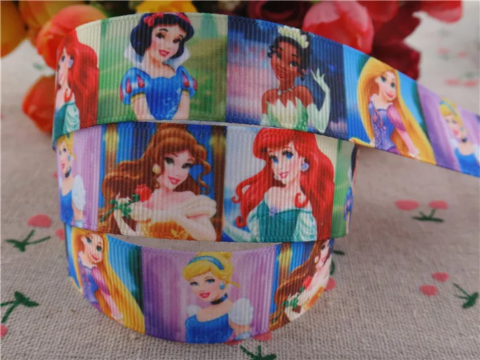 

new arrival 7/8" (22mm) princess printed grosgrain ribbon cartoon ribbons hair accessories 10 yards wq2712