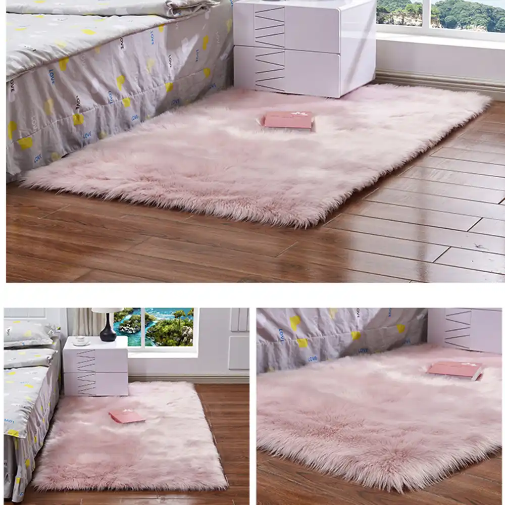 Ultra Soft Rugs Fluffy Carpet Warm Plush Floor Mats Kid Room Faux Sheepskin Wool Carpet Area Rug Bedroom Mats Silky Rug