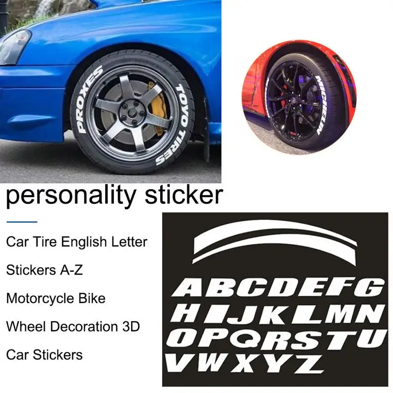 

Car Universal Personality Sticker Wheel Sticker Motorcycle Bike Wheel Tire 3D Sticker English Letters Custom Sticker