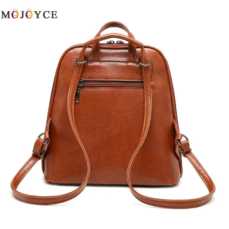  Vintage Oil Wax Leather Backpack Women Travel Satchel Casual Shoulder School Bagpack Female Back pa - 32964946226