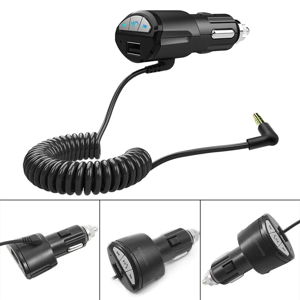 MP3 Car A2DP 3.5mm Bluetooth AUX Black Receiver 25cm General mobile phones with USB Car Charger 12-24V BC10 Car Charger