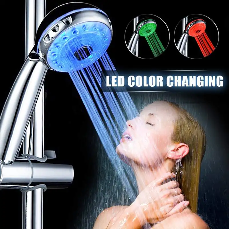

Adjustable 3 Mode 3 Color LED Shower Head Light Temperature Sensor RGB Bath Sprinkler Bathroom Shower Head