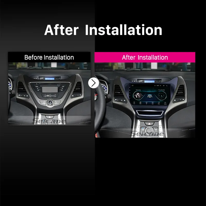 Top Seicane Android 8.1 for 2012-2014 Hyundai Elantra 9" HD Touchscreen Radio Bluetooth GPS Navigation Multimedia Player SWC 5