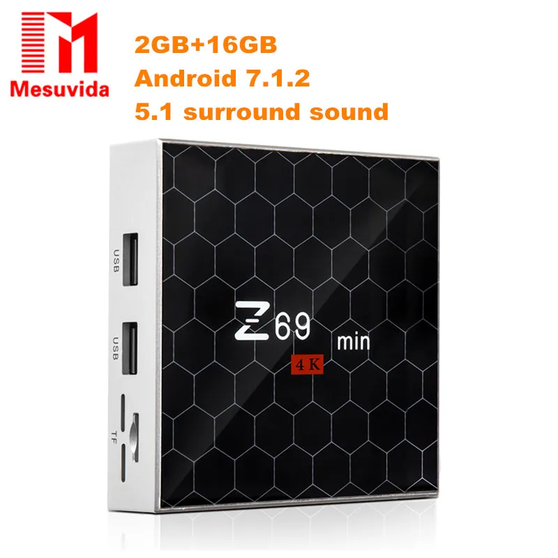 

Z69 Mini TV Box Amlogic S912 Android 7.1.2 2GB 16GB 2.4G WiFi Media Player Smart Set Top Box Support 4K / 3D 5.1 Surround Sound