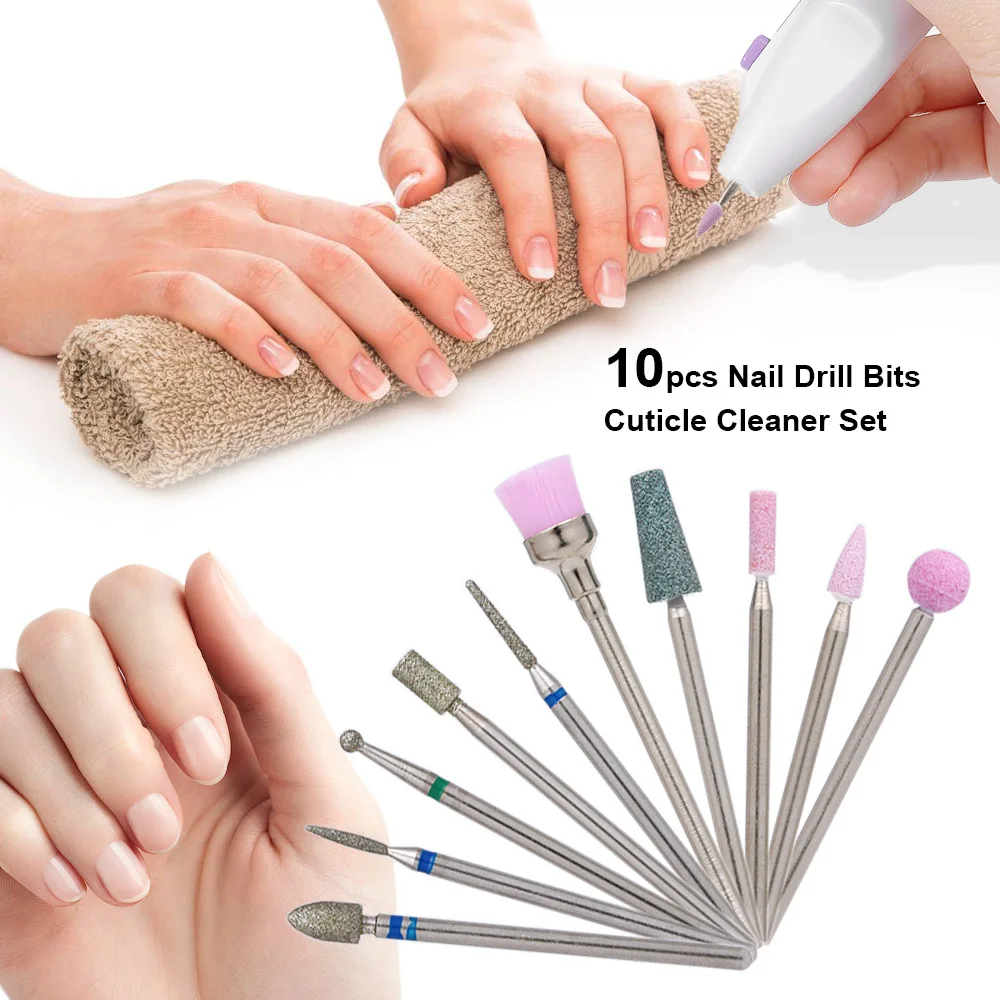 10pcs Nail Drill Bits Cutters For Manicure Cuticle Cleaner Dust Drill