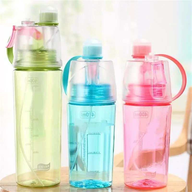 Creative Spray Water Bottle Portable Atomizing Bottles Outdoor Sports Gym Drinking Drinkware Shaker 400ML 600ML | Дом и сад
