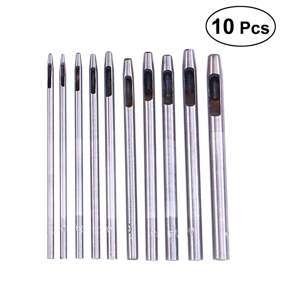 10 PCS/Set High-carbon Steel Puncher Hollow Punch Hole Set Craft Cutters Hand Craft DIY Tools Belt Leather Craft