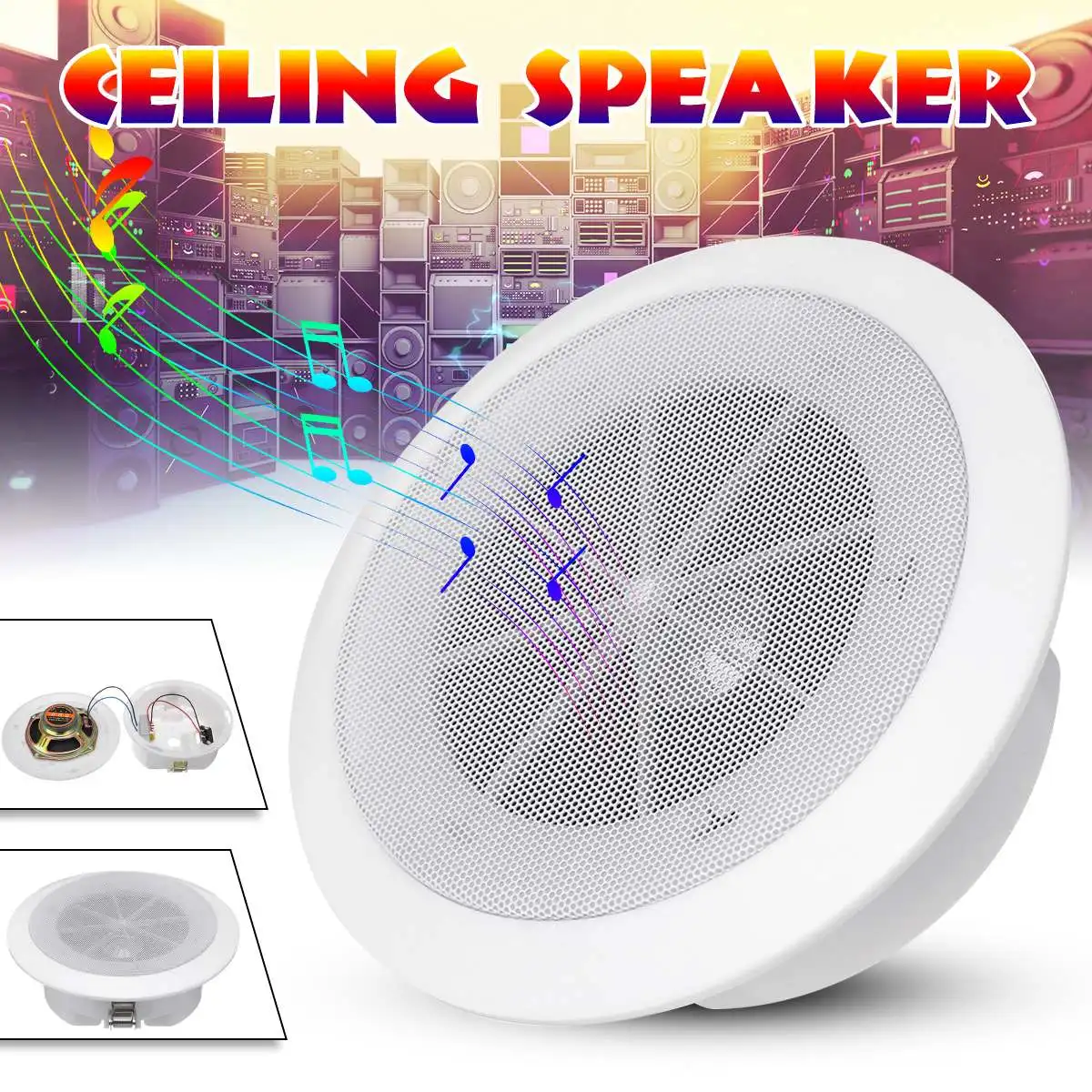 

2PCS 5.5 Inch 10W Ceiling Speaker Metal Speaker DIY Background Music Loudspeaker for Home Car Marine Boat Subwoofer Audio Player
