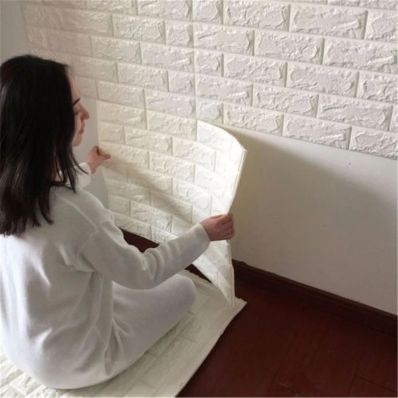 Горячая 60X60cm 3D кирпич узор обои Спальня Гостиная современный настенный Стикеры