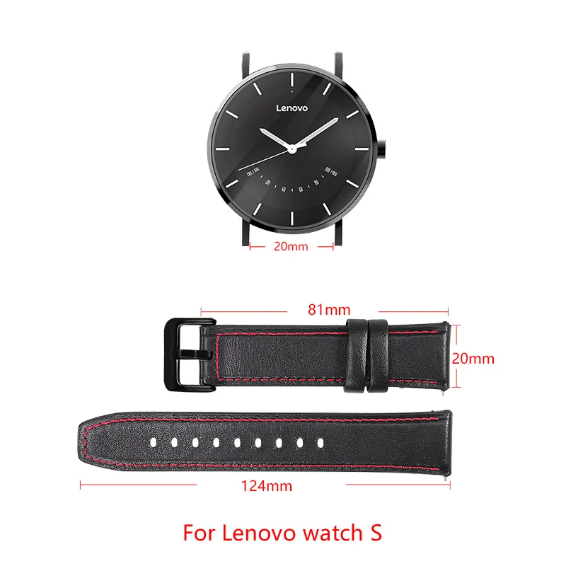 

20mm Leather strap For Lenovo watch S Replacement strap Quick release adjustable size Compatible bandwidth 20mm watch