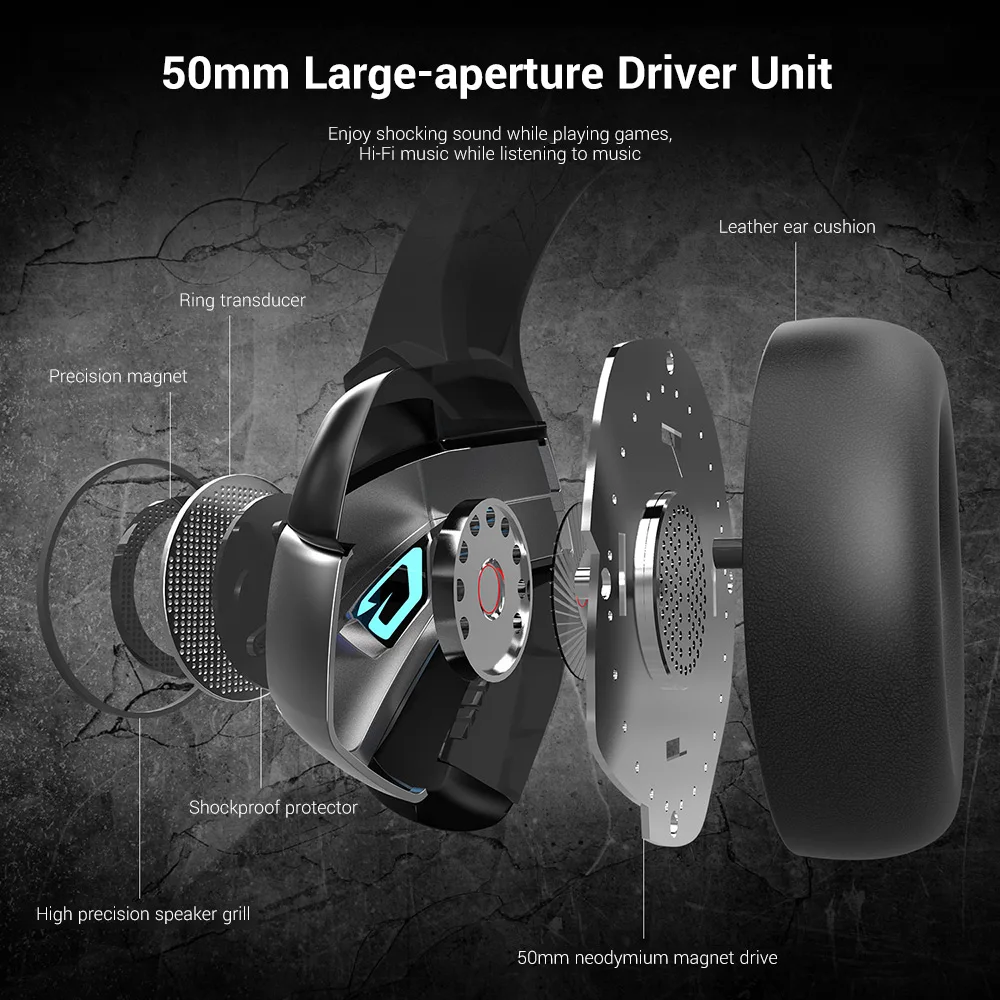 ONIKUMA K5 Pro Stereo Gaming Headset Over ear наушники с микрофоном светодиодный свет для Xbox