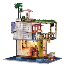 1/24 DIY деревянный кукольный домик ручной работы миниатюрная вилла модель Кукольный дом развивающие игрушки подарок на день рождения для детей