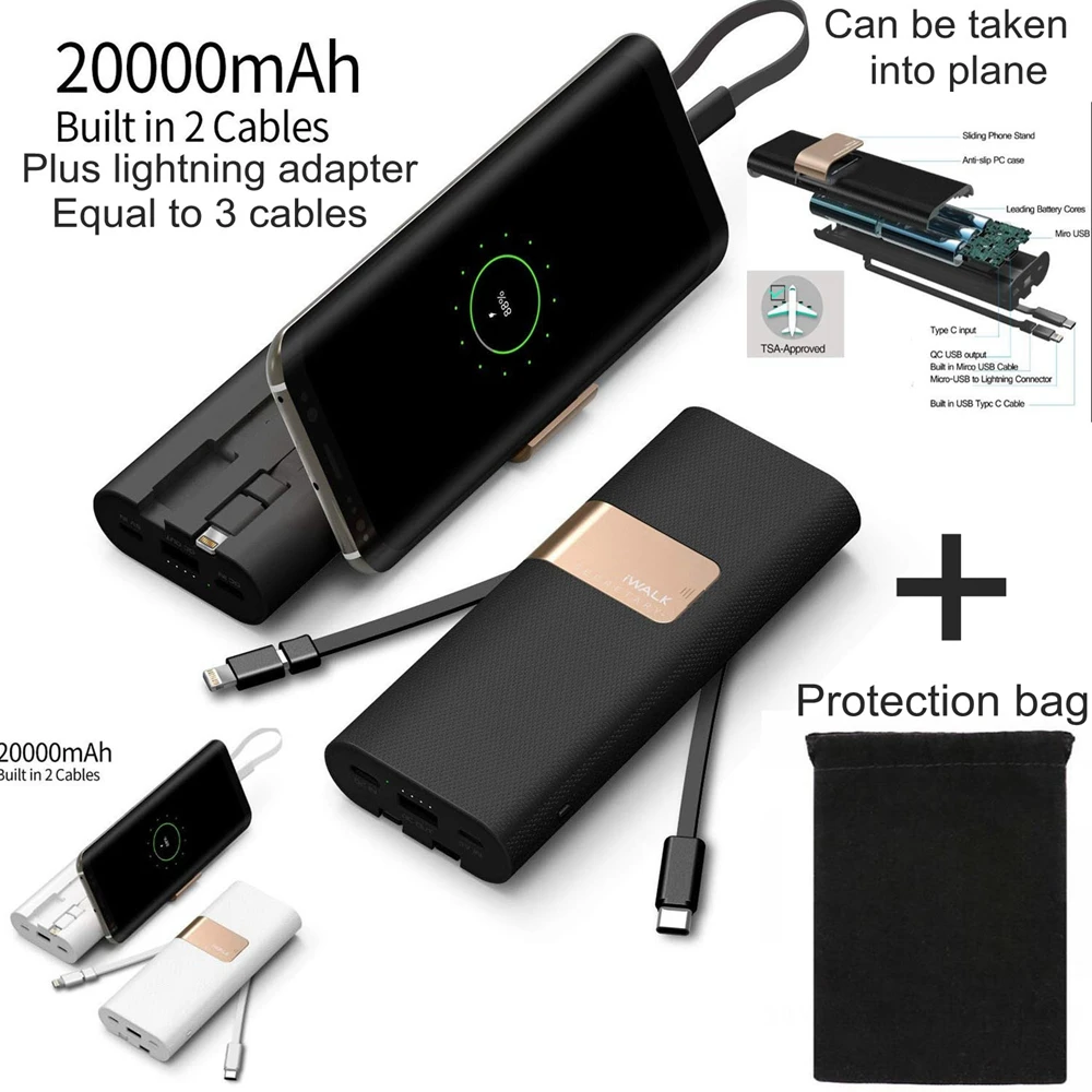 

iWalk 20000mah Power Bank Quick Charge QC 3.0 Powerbank USB C with Type C Cable for Xiaomi Mi8 Nexus 5X 6P iPhone X Huawei P20