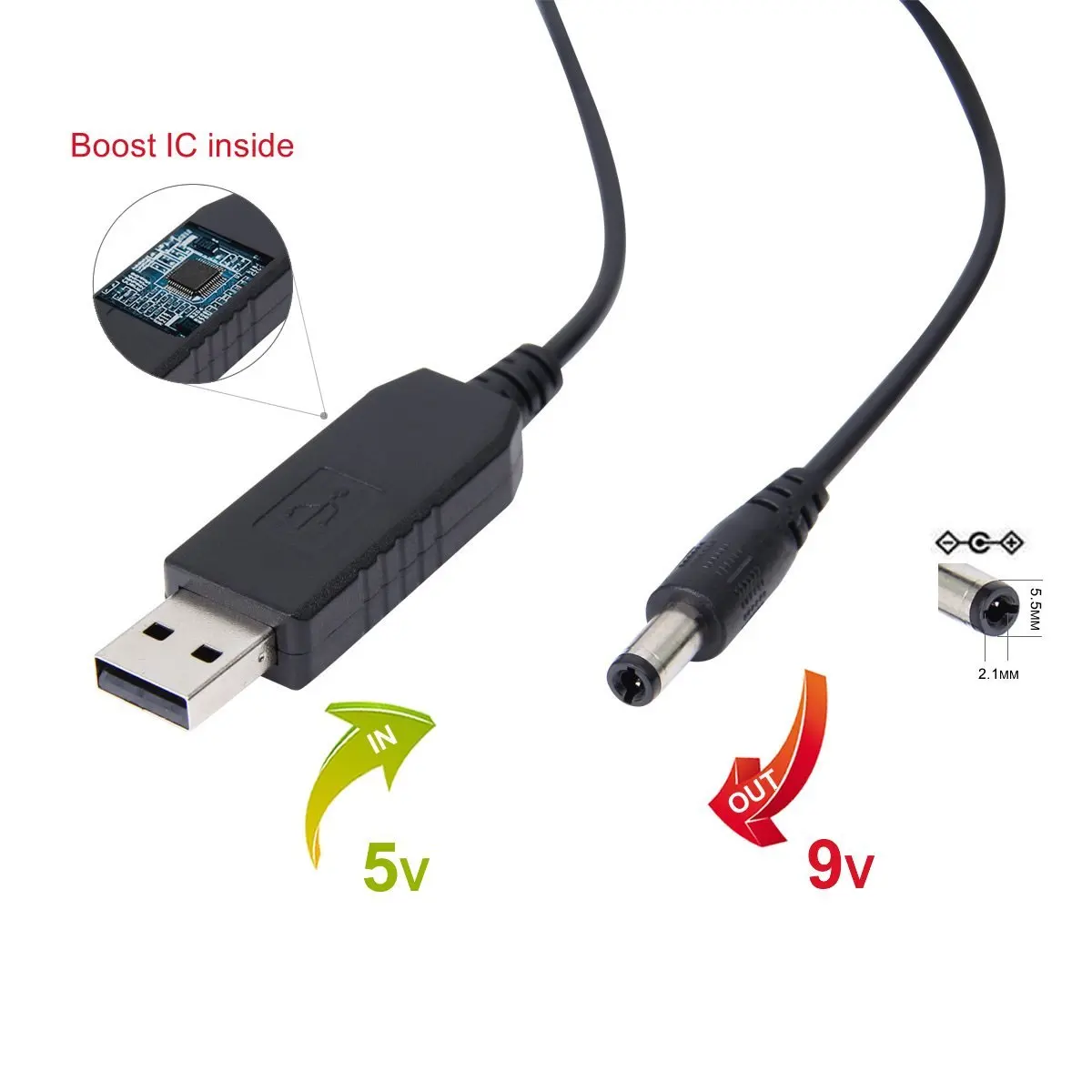 Новейший USB для DC кабель переходник 5V Напряжение повышающий 5 5x2 1 мм Мужской м