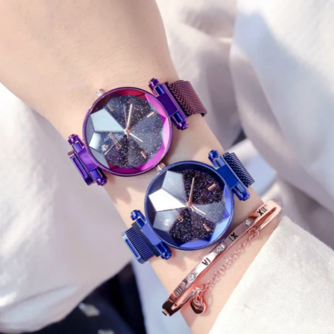 

Luxury Rose Gold Magnetic Starry Sky Watch for Women 2019 New Fashion Women Stainless Steel Watches Women Wach Montre Femme xfcs