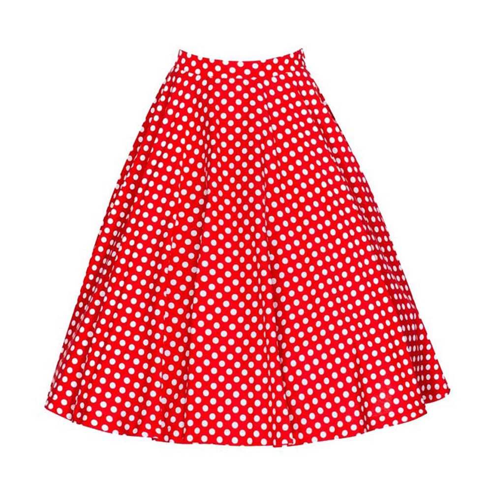 

Wipalo Women Plus Size Retro Polka Dot Print Skirt High-Waisted Full Circle Vintage Skirt Ladies Spring Summer Skirts 4XL