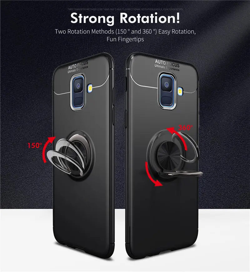 

5Pcs/lot For Samsung A6 2018 A600 A600F Car Holder Stand Magnetic Bracket Finger Ring Silicone TPU Cover For Samsung Galaxy A6