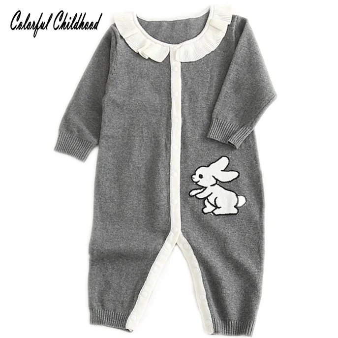 New Born Baby Girl boy Romper Turn-down Collar Cute Cartoon Rabbit Pattern Fashion Floral Clothing Long Sleeve Clothes for 0-24m | Детская