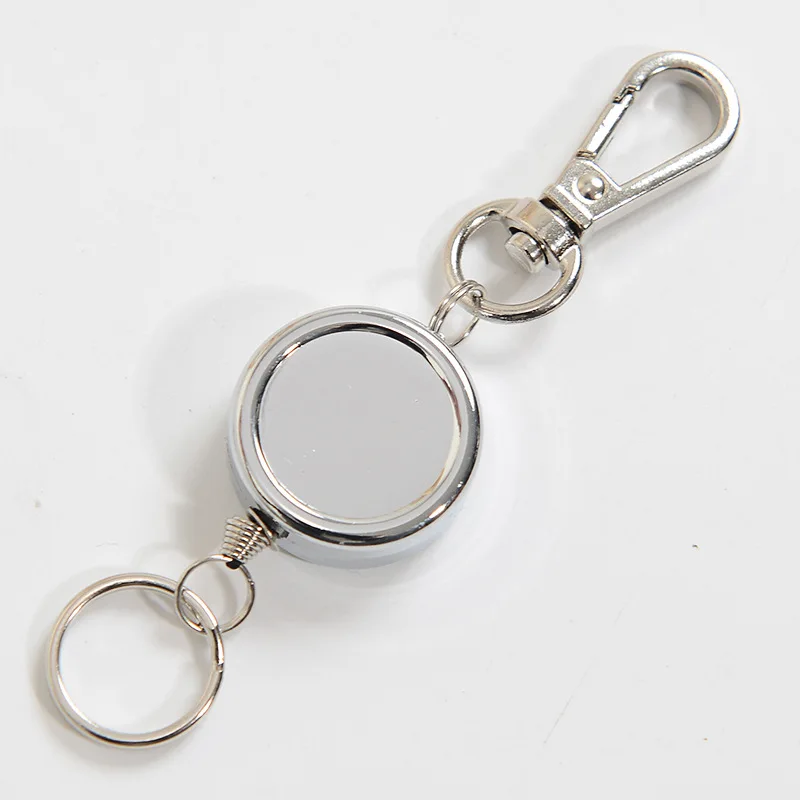 

Easy pull buckle metal Retractable keychain Nylon rope practical Silver colour Casual exquisite gifts accesories porte clefs