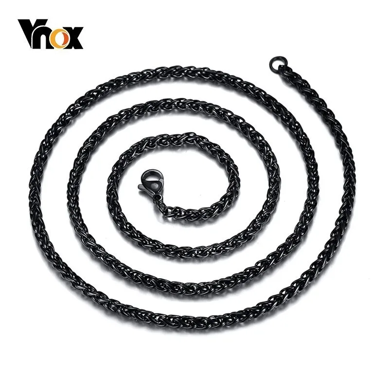 

Vnox 3MM Black Stainless Steel Twisted Chain Necklace Accessories 60cm/24"