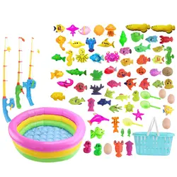 2019 80 шт Магнитная заводь для рыбной ловли игрушка для пляжа набор образовательных игрушка с корзиной для детей Открытый Fun лето