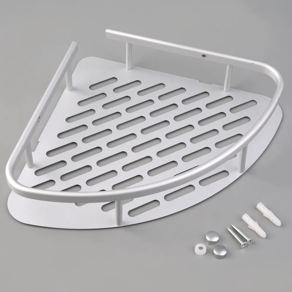 

1Pc Aluminum Shower Wall Mount Corner Shelf Holder Bathroom Storage Organizer Kit Set