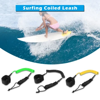 

Hot 10FT Surf Coiled Leash Surfboard Legrope Smooth Steel Swivel Surfing Leg Rope SUP Paddleboard Leash Kayak accessories 2019