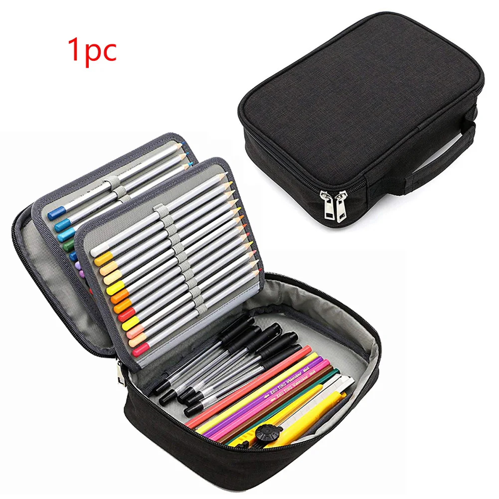 

72 Slots Pencil Case Inner Pocket Organizer Art Supplies Portable Sturdy Canvas Zipper With Handle Sketch Large Capacity Storage