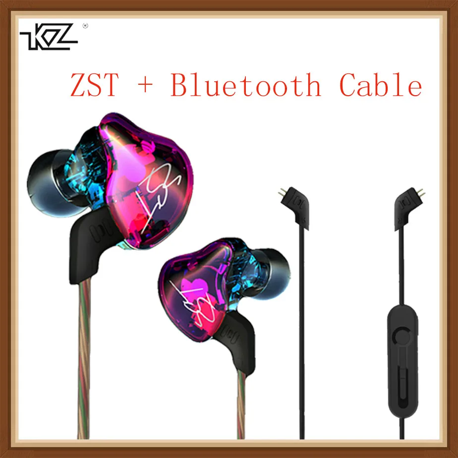 Гибридные наушники KZ ZST Bluetooth + Проводные 2 кабеля арматура Динамический привод Hi Fi