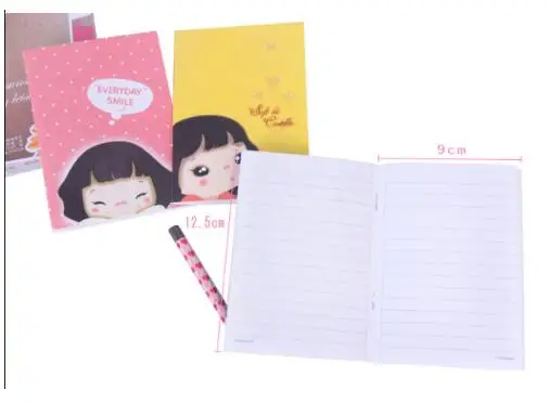 10 шт милый кавайный блокнот с кавайным изображением девушки, цветной корейский стиль, дневник, планировщик, блокнот