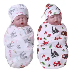 С рисунком из мультфильма, детский хлопковый спальный коврик, шапочка для новорожденных, Пеленальное Одеяло, мягкое банное полотенце