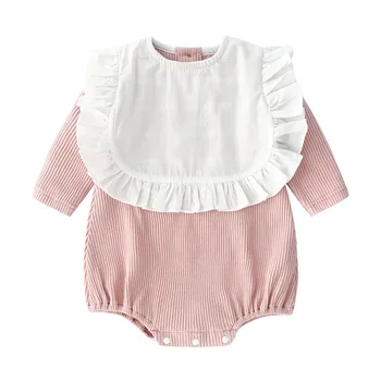

Baby Girl Bodysuits Lace Bebe Girls Jumpsuits Clothes Body Tops with Bibs Cotton Long Sleevle Newborn