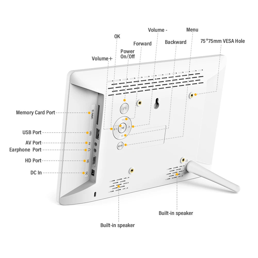 Andoer 17," Цифровая фоторамка FHD 1920*1080 Поддержка MP3/фото/1080 P видео плеер с настенным монтажным кронштейном 8 Гб карта