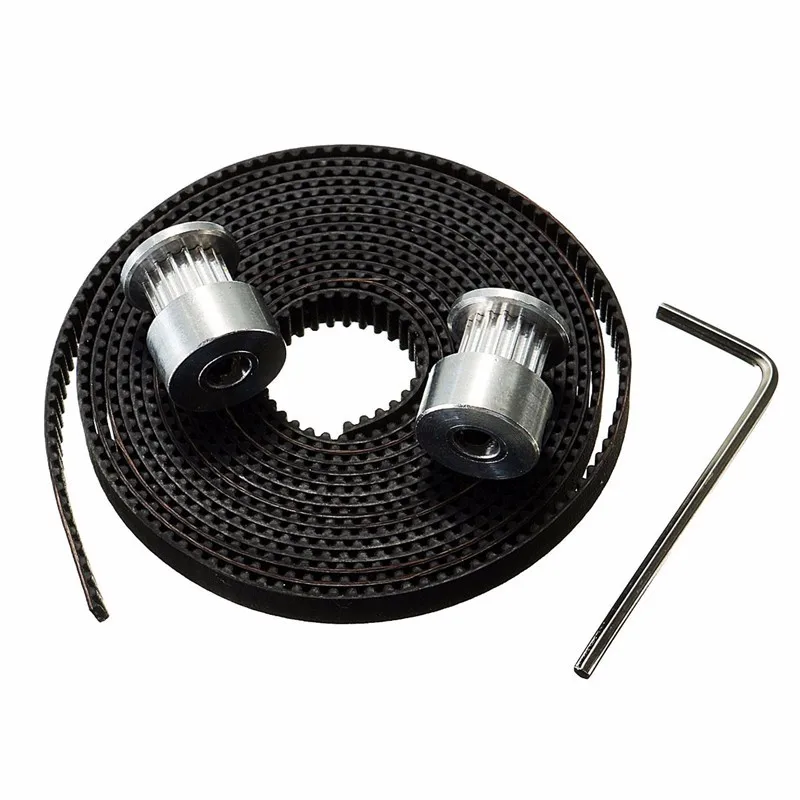 

2pcs GT2 Pulley 16 Teeth Bore 5mm synchronous wheel + 2M GT2 timing belt for 3D Printer Parts RepRap Prusa
