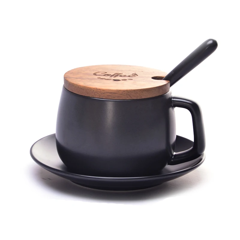 Черный скраб кофейная чашка с крышкой и ложкой Европейский послеобеденный чайный набор с набор кофейных чашек и блюдец домашняя офисная керамическая чашка