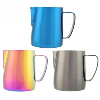 

350mL Colorful Stainless Steel Frothing Pitcher Pull Flower Cup Espresso Cappuccino Art Pitcher Jug Milk Frothers Mug Coffee Too