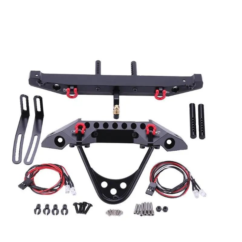

Metal Front Rear Bumper with 4LED Light for 1/10 RC Crawler Car Traxxas TRX-4 SCX10II 90046