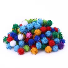 100 pçs colorido bolas de brilho pompom peludo bolas crianças diy artesanato suprimentos artesanais criativo decoração materiais pom poms kq001
